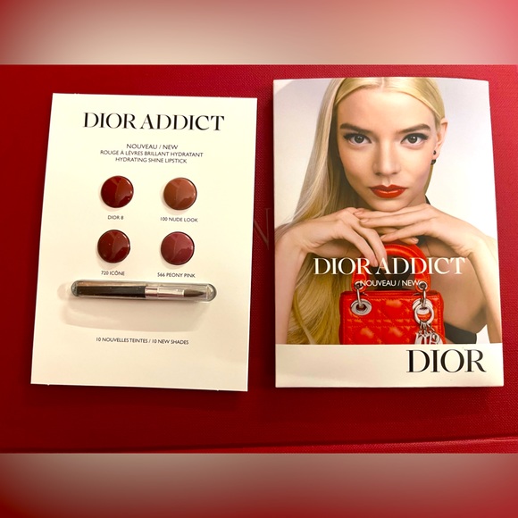NEW Dior Addict Le Rouge Shine Lipstick Sample Card 4 Shades With Brush - Picture 3 of 6